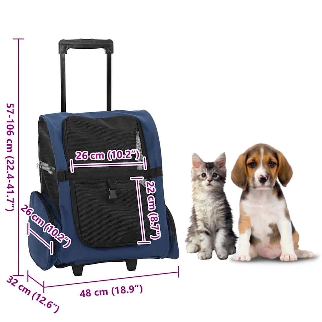 Lemmikkikärryt 3-In-1 Design 48X32X(57-106) Cm Oxford-Kangas